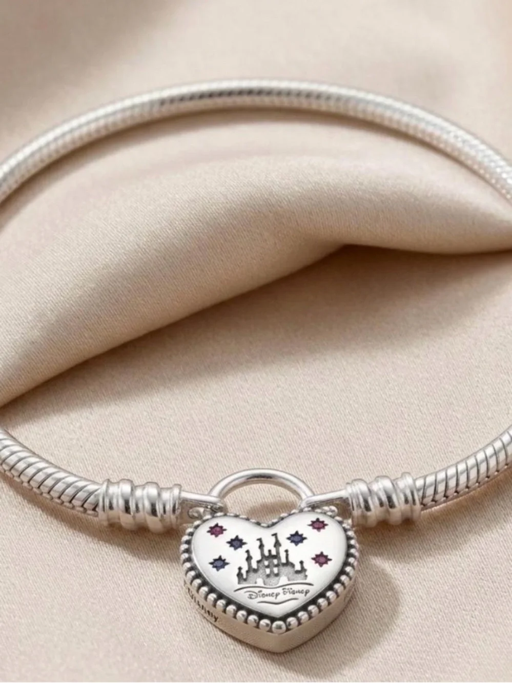 Pandora Disney Silver-Tone Mickey Heart Charm Bracelet